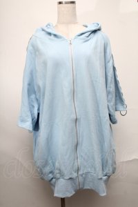 REFLEM / Dリングロゴテープ半袖ZIPパーカー  サックス S-25-08-20-015-PU-TO-HR-ZS