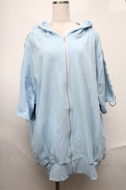 画像1: REFLEM / Dリングロゴテープ半袖ZIPパーカー  サックス S-25-08-20-015-PU-TO-HR-ZS