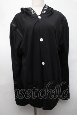 画像1: NieR Clothing / フード付カーディガン  黒 S-25-08-20-020-PU-TO-HR-ZS