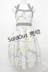 axes femme kawaii / ストライプレモン柄ジャンスカ  サックス S-25-08-20-035-AX-OP-AS-ZS