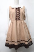 Ank Rouge / 袖シフォンフロントレースアップワンピース  ブラウン S-25-08-20-038-CA-OP-HR-ZS