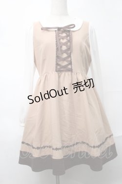 画像1: Ank Rouge / 袖シフォンフロントレースアップワンピース  ブラウン S-25-08-20-038-CA-OP-HR-ZS