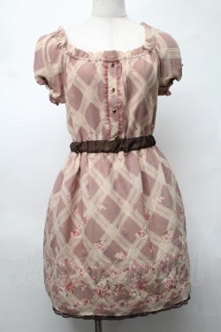 画像1: LODISPOTTO / シフォンチェックワンピース  ブラウン S-25-08-20-039-LO-OP-HR-ZS