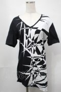 CIVARIZE / ジオメトリック総柄変形ロングTシャツ 44 黒ｘ白 S-25-08-21-044-GO-TS-AS-ZS