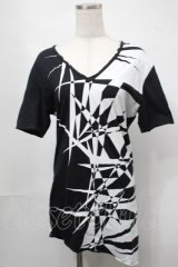 CIVARIZE / ジオメトリック総柄変形ロングTシャツ 44 黒ｘ白 S-25-08-21-044-GO-TS-AS-ZS