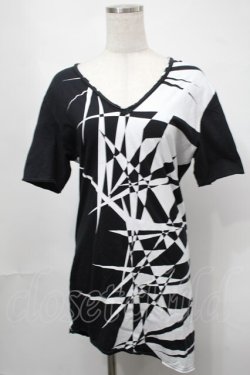 画像1: CIVARIZE / ジオメトリック総柄変形ロングTシャツ 44 黒ｘ白 S-25-08-21-044-GO-TS-AS-ZT504