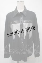 PEACE NOW / 襟切替シャツ  黒 S-25-08-21-045-PU-BL-AS-ZS