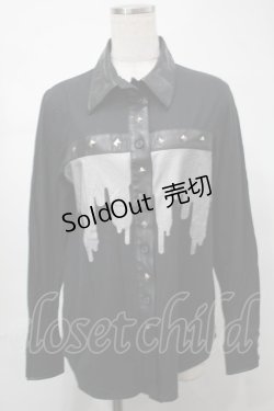 画像1: PEACE NOW / 襟切替シャツ  黒 S-25-08-21-045-PU-BL-AS-ZS