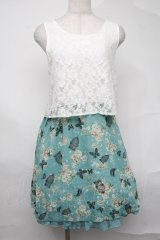 axes femme / レースｘメルヘン花柄チュニ  ミント S-25-08-21-1037-AX-OP-AS-ZS