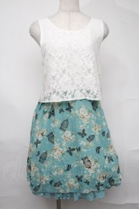 axes femme / レースｘメルヘン花柄チュニ  ミント S-25-08-21-1037-AX-OP-AS-ZS
