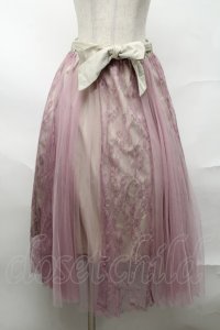 axes femme POETIQUE / レースｘチュールロングスカート  パープル S-25-08-21-1042-AX-SK-AS-ZS