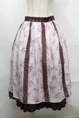 axes femme / フラワーストライプスカート  ピンクｘブラウン S-25-08-21-1045-AX-SK-AS-ZS