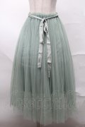 axes femme POETIQUE / パールデザインチュールスカート  グリーン S-25-08-21-1049-AX-BL-AS-ZS