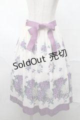 axes femme / あじさい柄スカート  白ｘ紫 S-25-08-21-1052-AX-SK-AS-ZS