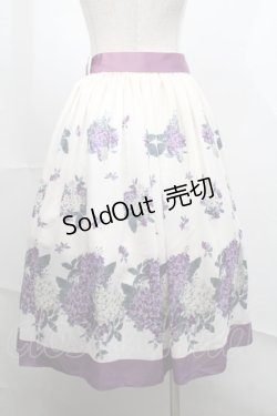 画像2: axes femme / あじさい柄スカート  白ｘ紫 S-25-08-21-1052-AX-SK-AS-ZS