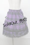 NieR Clothing / 裾レースチェックスカート  黒ｘ紫 S-25-08-21-1053-PU-SK-HR-ZS