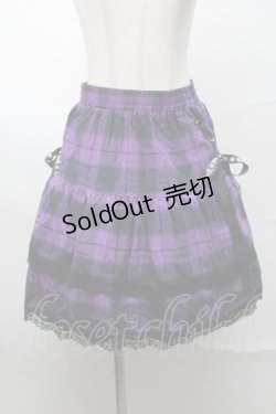 画像1: NieR Clothing / 裾レースチェックスカート  黒ｘ紫 S-25-08-21-1053-PU-SK-HR-ZS