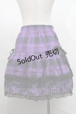 画像2: NieR Clothing / 裾レースチェックスカート  黒ｘ紫 S-25-08-21-1053-PU-SK-HR-ZS