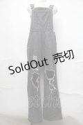 KRY CLOTHING / 「MAIU」ブラックデニムダメージサロペットオーバーオール  グレー S-25-08-21-1058-EL-PA-HR-ZS