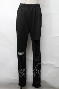 NieR Clothing / 刺繍レギンスパンツ  黒 S-25-08-21-1059-PU-PA-HR-ZS