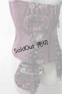 画像3: Qutie Frash / パイソン柄切替ミリタリーコルセット  紫 S-25-08-21-1008-QU-TO-HR-ZS