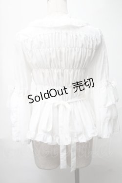 画像2: metamorphose / スクエアあきフリルブラウス（五分袖）  白 S-25-08-21-1009-ME-BL-HR-ZS