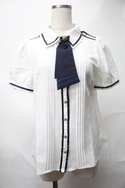 画像3: Amavel / Romantique Emblemチェックリボン&ネクタイブラウス  白ｘ青 S-25-08-21-1010-CA-BL-HR-ZS