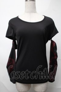 Qutie Frash / アームカバー付きTシャツ  黒 S-25-08-21-1013-QU-TO-AS-ZS