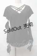 Qutie Frash / アームカバー付きTシャツ  黒ｘ金 S-25-08-21-1014-QU-TO-AS-ZS