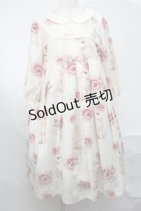 Leur Getter / Rose Rabbit袖付ワンピース  アイボリー S-25-08-21-1019-LU-OP-HR-ZS