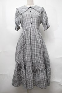 m petit by misako / ギンガムチェックワンピース  グレーｘ白 S-25-08-21-1024-LO-OP-AS-ZS