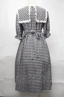 画像2: Maison de FLEUR / セーラーギンガムワンピース  黒ｘ白 S-25-08-21-1025-LO-OP-AS-ZS