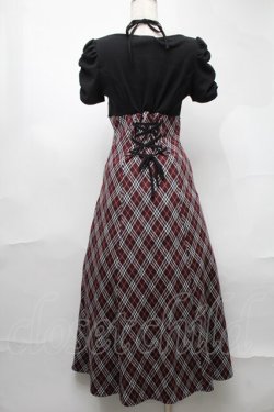 画像2: evelyn / ドッキングチェックワンピース  黒ｘワイン S-25-08-21-1026-LO-SK-HR-ZS