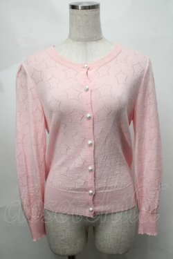 画像1: Nile Perch / 星透かしカーディガン  ピンク S-25-08-21-014-LO-TO-AS-ZT504