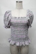Candy Stripper / VOLUME SLEEVE SHIRRINGトップス 2 ラベンダー S-25-08-21-017-PU-TO-SZ-ZS
