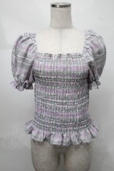 Candy Stripper / VOLUME SLEEVE SHIRRINGトップス 2 ラベンダー S-25-08-21-017-PU-TO-SZ-ZS
