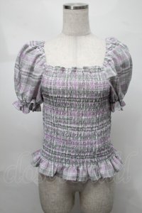 Candy Stripper / VOLUME SLEEVE SHIRRINGトップス 2 ラベンダー S-25-08-21-017-PU-TO-SZ-ZS