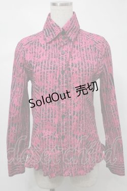 画像1: ALGONQUINS / 総柄ブラウス  黒ｘピンク S-25-08-21-031-AL-BL-AS-ZT504