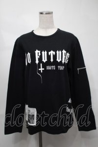 no future / プリント長袖プルオーバー  黒 S-25-08-21-033-PU-TS-HR-ZS