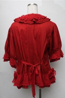 画像2: PINK HOUSE / ポルカドットチュール半袖ブラウス  赤 S-25-08-22-1009-LO-BL-SA-ZS