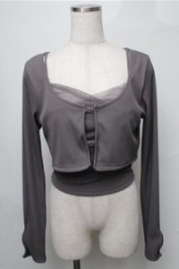 EATME / チュールドッキングキャミリブTOPセット  グレー S-25-08-22-1010-LO-BL-AS-ZS