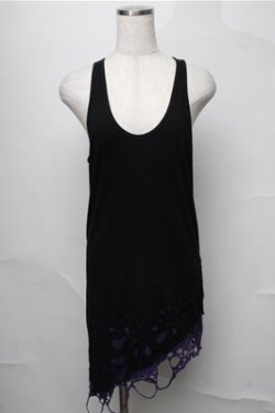 画像1: CIVARIZE / Poisonous クラッシュ加工フェイクレイヤードタンクトップ 44 黒ｘ紫 S-25-08-22-1011-GO-TO-AS-ZS