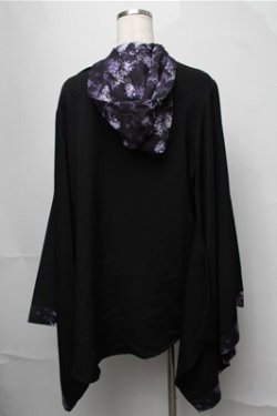 画像2: NieR Clothing / フード付き着物袖風シャツ  黒ｘ紫 S-25-08-22-1013-PU-BL-HR-ZS