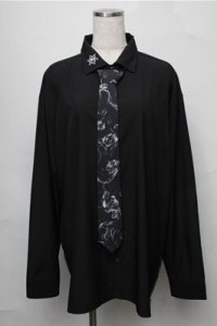 CIVARIZE / ネクタイ付き刺繍デザインシャツ F ブラック S-25-08-22-1015-GO-BL-SZ-ZS