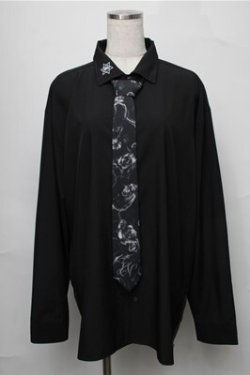 画像1: CIVARIZE / ネクタイ付き刺繍デザインシャツ F ブラック S-25-08-22-1015-GO-BL-SZ-ZS