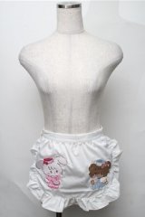 axes femme kawaii / mikkoコラボ刺繍エプロン  白 S-25-08-22-1002-AX-SK-AS-ZS