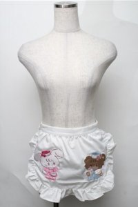 axes femme kawaii / mikkoコラボ刺繍エプロン  白 S-25-08-22-1002-AX-SK-AS-ZS