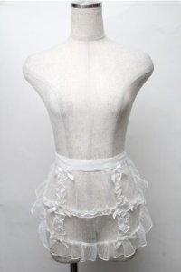 axes femme kawaii / ドットチュールハーフエプロン  白 S-25-08-22-1003-AX-ZA-HR-ZS