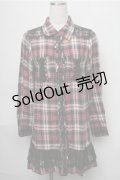 axes femme / レースチェックシャツワンピース  赤 S-25-08-25-047-AX-PA-HR-ZS