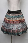 axes femme / アンティーク花柄スカート  ブルー S-25-08-25-055-AX-SK-HR-ZS